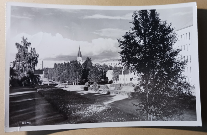 Kemi, puistokatua, kirkko, mv vkpk, p. 1957