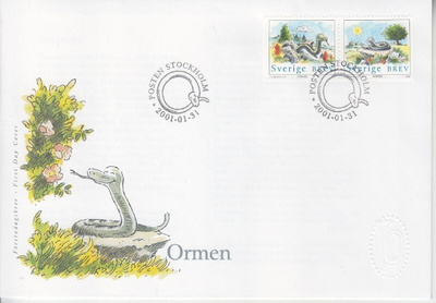 Ruotsi FDC 2001 Käärmeenvuosi.