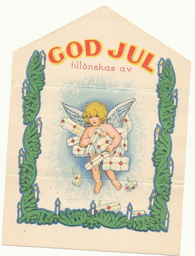 Pieni vanha kirjekortti - enkeli