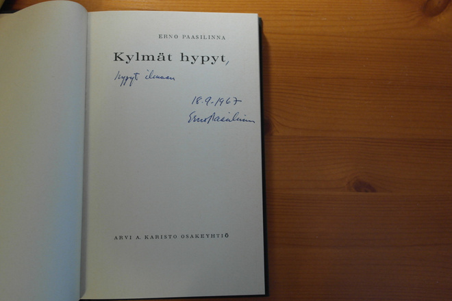 Erno Paasilinna:Kylmät hypyt.1.p.1967.Sid.Signeerattu!Hyvä!