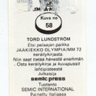 Semic Jääkiekko Olympia-MM 1972 n:o 58 TORD LINDSTRÖM - pikkukuva 2
