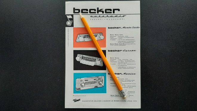Becker autoradio esite 60-luku