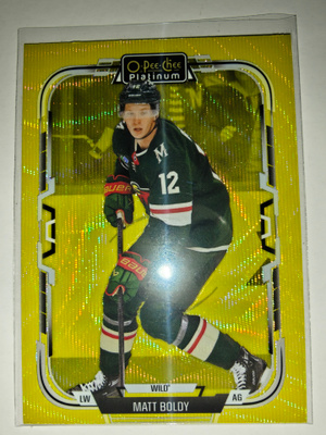 Matt Boldy 2025-26 OPC Platinum Neon Yellow Surge