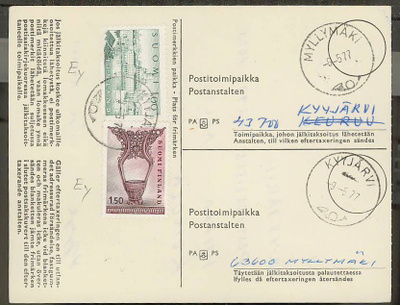 1976 1,50 mk kousa ym jälkitaksoitus KYYJÄRVI