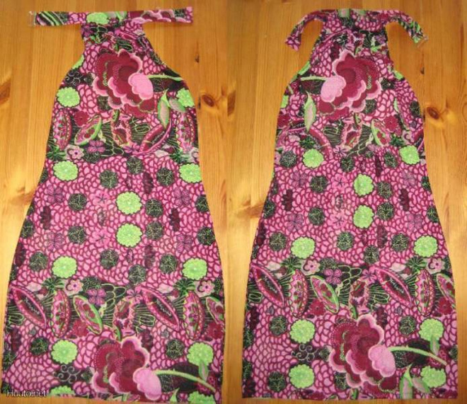 Värikäs Kukkia - iltaminimekko "Avoimet olat+selkämys"  XS