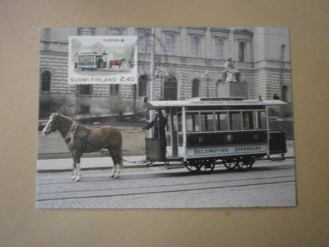 Helsinki, hevosraitiovaunu, maksikortti nro 9, 1988