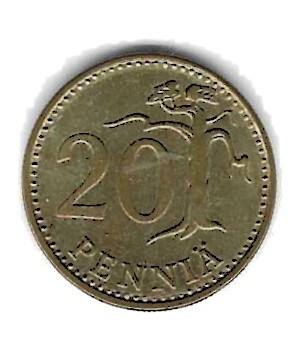 1980 20 PENNIÄ KOLIKKO KÄYTETTY