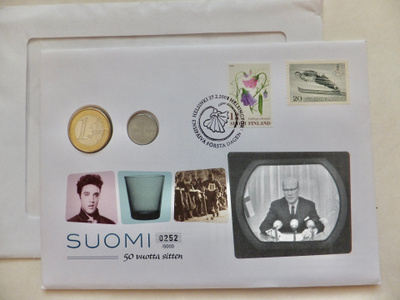 VANHA Rahakirje Suomi 50 v Sitten 1€ 2008 + 1 mk 1958 Elvis