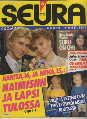 Seura n:o 39 1986 Karita,16 & Mika, 15: Lapsi tulossa. Atik
