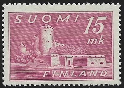1945 M-30 Olavinlinna 15 mk lila ** Lape 301 a SP Lm5