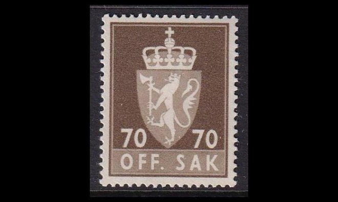 Norja 79x ** Virkamerkki 70 öre x-pap (1955)