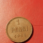 *Suomi *  1 penniä  *1914  *   Copper/Kupari *1+/EF - pikkukuva 1