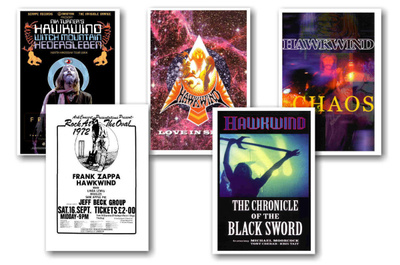 HAWKWIND -- juliste setti x5 A4 (Upea Lahja!) #2