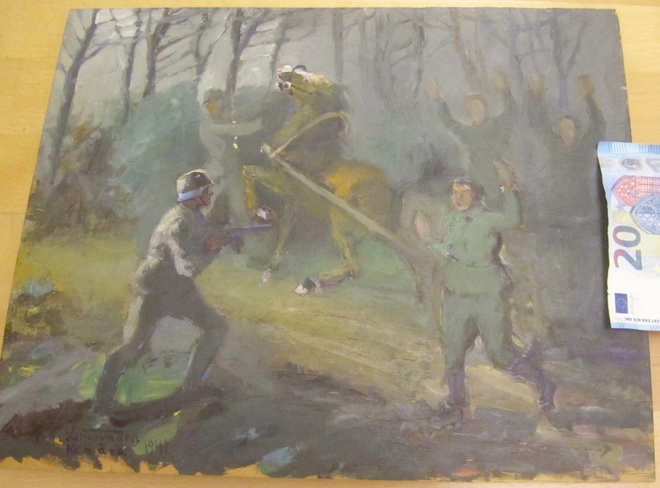 VANHA Maalaus Öljyväri K.K.Vartiovaara Kämärä Kannas 1941