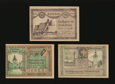 Itävalta 10, 20, 50, Heller, Vöcklabruck 1920