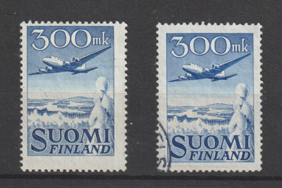 1950 300mk merkit DC6-lentokone leimattu ja leimaamaton*