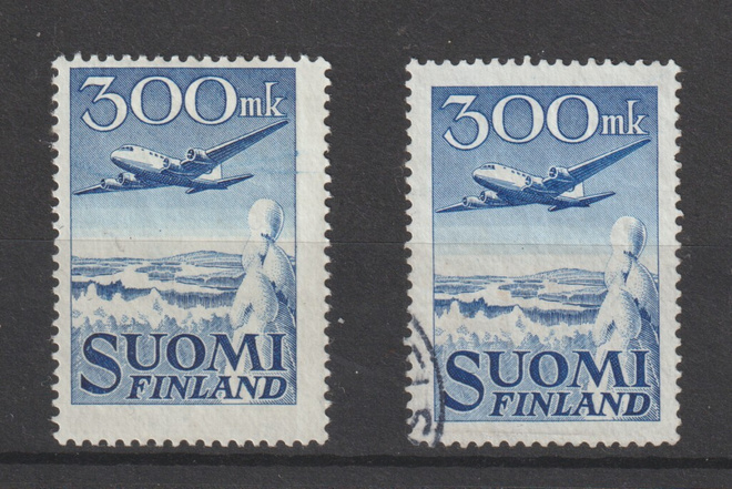 1950 300mk merkit DC6-lentokone leimattu ja leimaamaton*