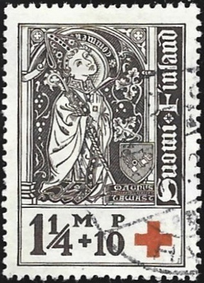 1933 Punainen Risti 1  1/4 mk + 10 p leimattu LaPe 181