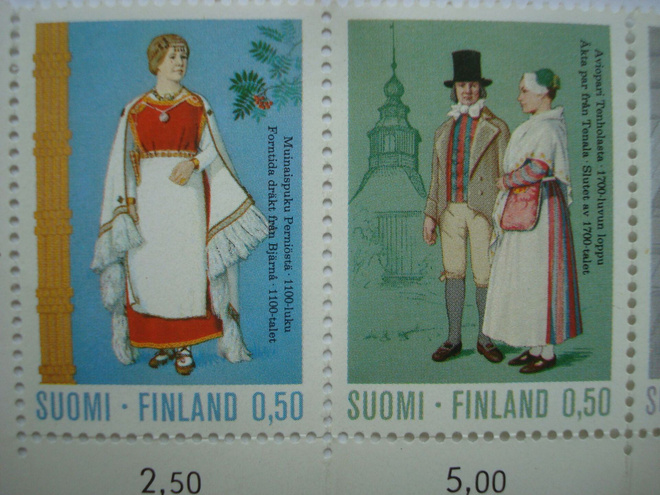 Postimerkit 5kpl, Kansanpuvut, 1972. LaPe 709-713