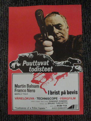 Puuttuvat todisteet (1971) vanha elokuvajuliste - italocrime