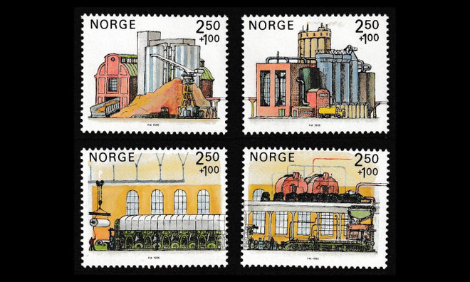 Norja 950-3 ** Postimerkin päivä, teollisuus (1986)