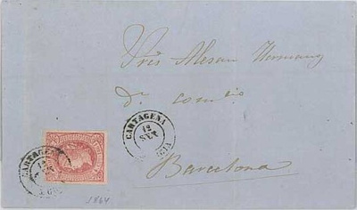 Espanja Mi 56 kirje 1864