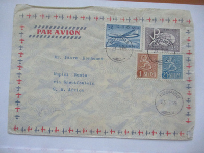 1959 Kuopio 2 lentopostikuori Namibiaan