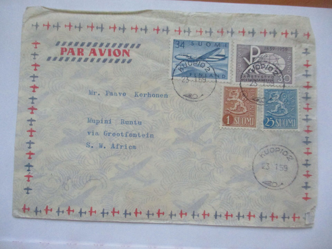 1959 Kuopio 2 lentopostikuori Namibiaan