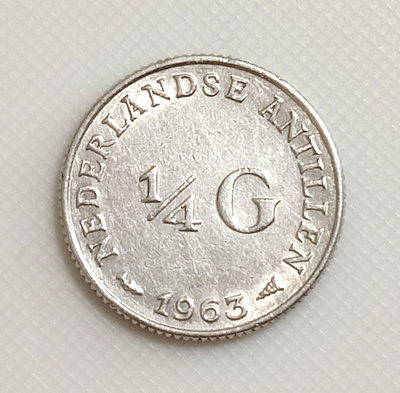 Alankomaiden Antillit 1/4 Gulden 1963, Juliana, hopeakolikko