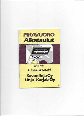 Aikataulut, Pikavuoro, Savonlinja/Linja-Karjala, 1983-84