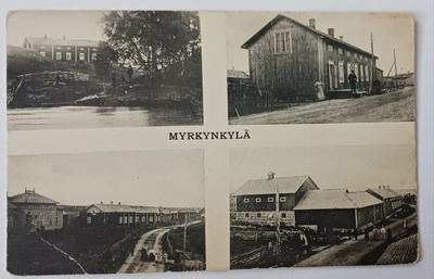 Karijoki, Myrkynkylä, vanha nelikuvakortti, k. k-k