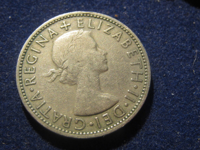 2 shillings 1957. Iso-Britannia