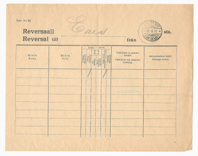 Reversaali - Eura + Pv K.P.XP No 11 - 1911