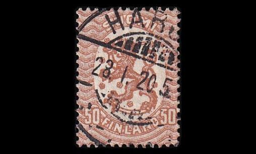 73 o M-17 50p ruskea loisto Harju 28.1.20 (1917)