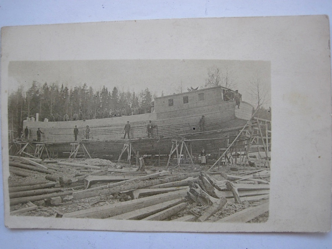 VANHA Kortti Saimaan Kanava Rättijärvi Laiva Rakenteilla1900