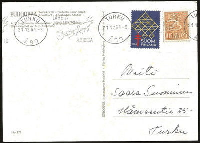 Tub Joulumerkki 1964, Himmeli kortilla viestillinen