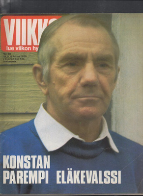 Viikko Sanomat n:o 38 1974 Konsta. Joe. Vera. Pummit. Niilo.