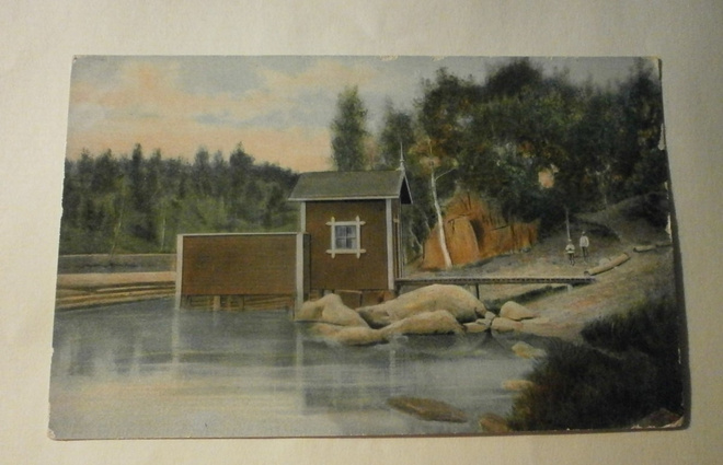 Pirkkala, Nokia, uimahuone, lapset polulla, k. 1900-l. alku