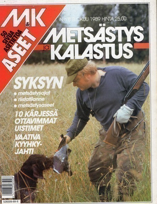Metsästys ja Kalastus n:o 8 1989 50 sivua asetietoa.