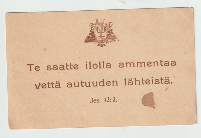 Te saatte ilolla ammenta ....  Jes. 12:3   (T)