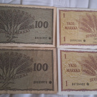 2 x 100mk tähti seteli (1955), 2 x 1mk tähti seteli (1963) - pikkukuva 1