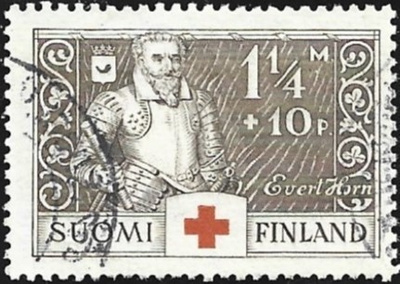 1934 Punainen Risti 1  1/4 mk + 10 p leimattu LaPe 184