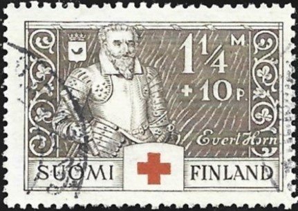 1934 Punainen Risti 1  1/4 mk + 10 p leimattu LaPe 184