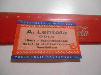 TT Etiketti Puijo A.Lehtola Oulu