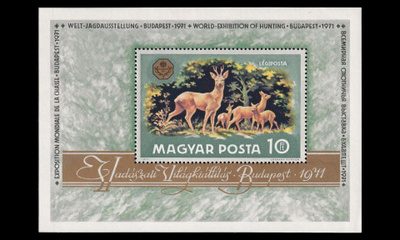 Unkari 2683BL82 ** Metsästysnäyttely blokki (1971)