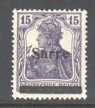 Saksa  Saar 1920  Mi 7  liimakkeellisena.