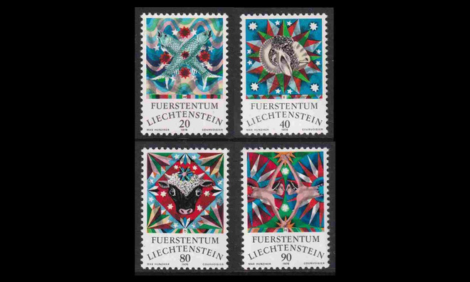 Liechtenstein 658-61 ** Horoskooppimerkkejä (1976)