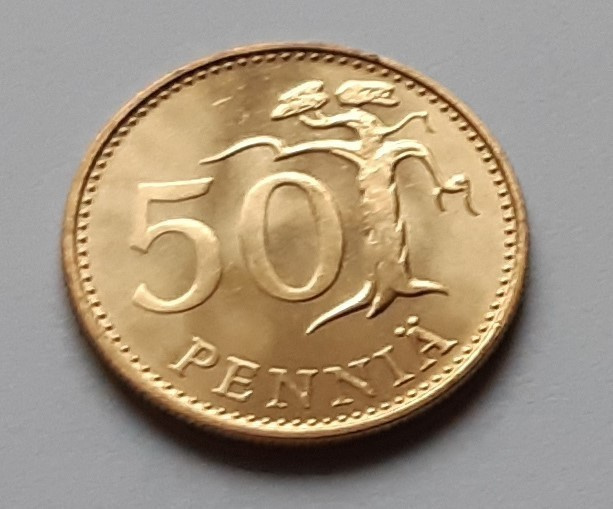 50 penniä, UNC, v. 1987 N
