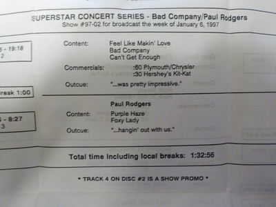 BAD COMPANY PAUL RODGERS SUPERSTAR LIV E CONCERT SERIES CD