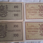 2 x 100mk tähti seteli (1955), 2 x 1mk tähti seteli (1963) - pikkukuva 2